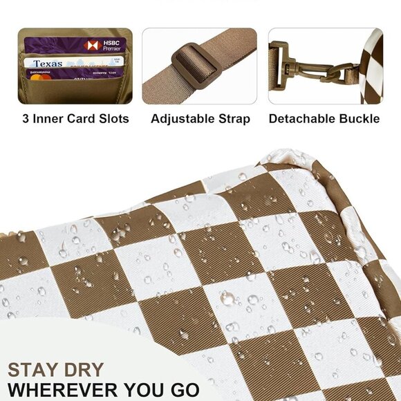 Chic Mocha Brown Checkered Sling Bag for Women - Lightweight and Versatile - Picture 6 of 7